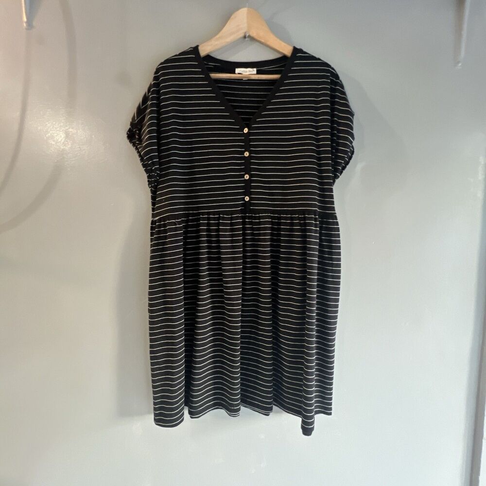 COTTON BLEU DRESS WOMENS SIZE M COTTON BLEND Shift Striped
